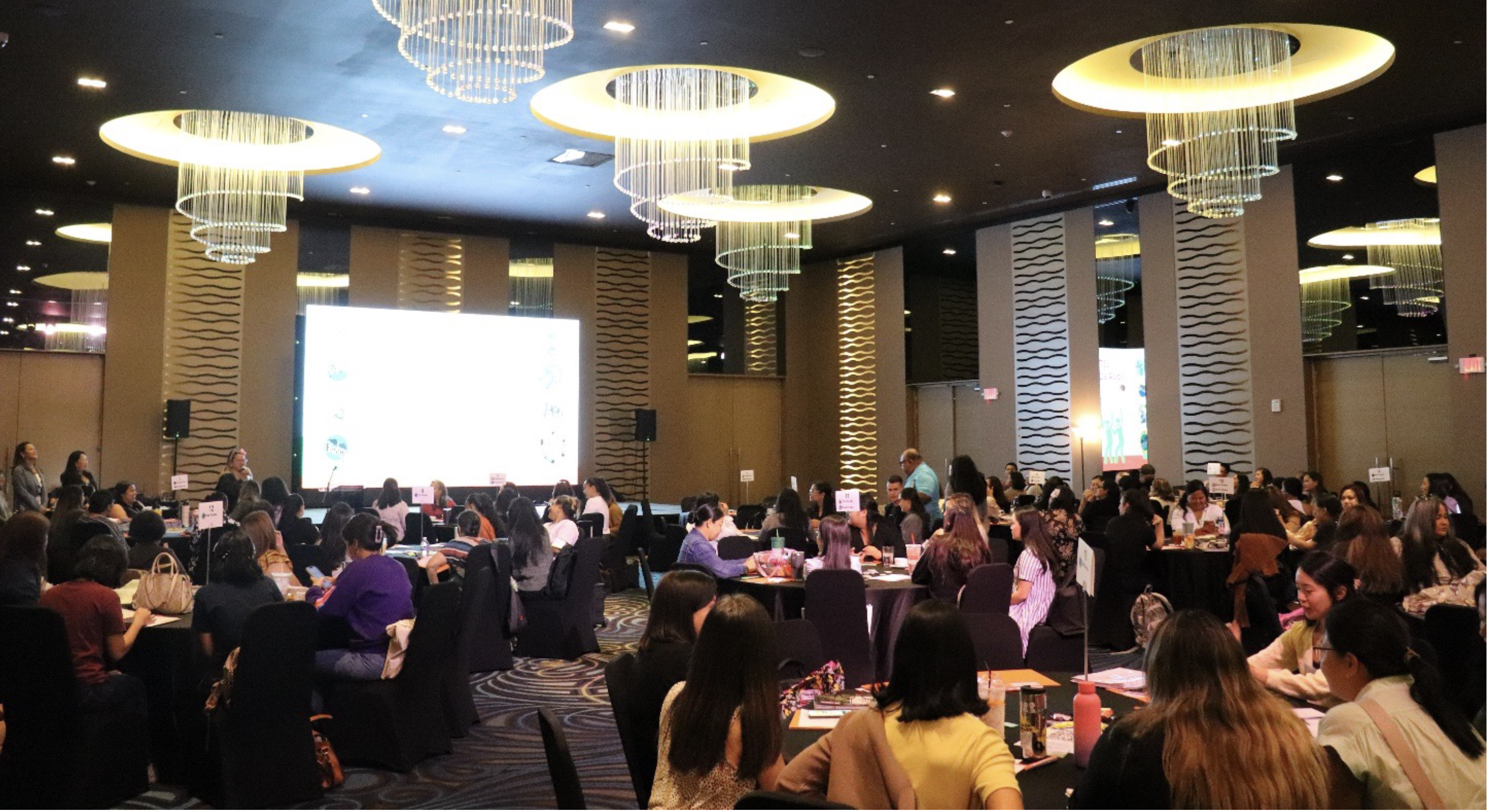 On August 7, GDOE SSIP elementary school principals lead their schools in a school cheer to start off the session, “The Magic is in the Instruction,” at the Dusit Thani Hotel in Tumon.